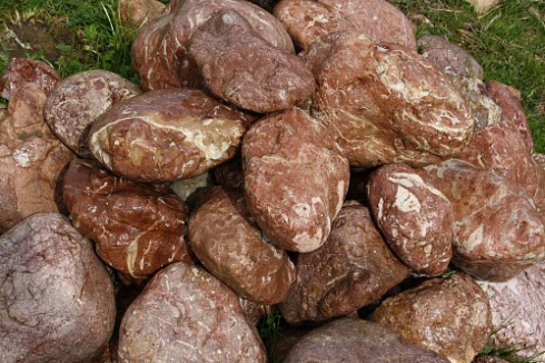 Kamenclub.ru: Розовый валунчик фр.100-300 мм.  купить в Махачкале крупный природный камень розовый, серый молочный красный речной галечник природный 7850 руб/т   фото КАМЕНЬ КЛУБ