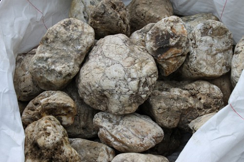 Kamenclub.ru: Кварцевый валунчик фр.100-300 мм.  купить в Махачкале кварц белый, бежевый молочный рыжий крупный природный камень галечник 7850 руб/т   фото КАМЕНЬ КЛУБ