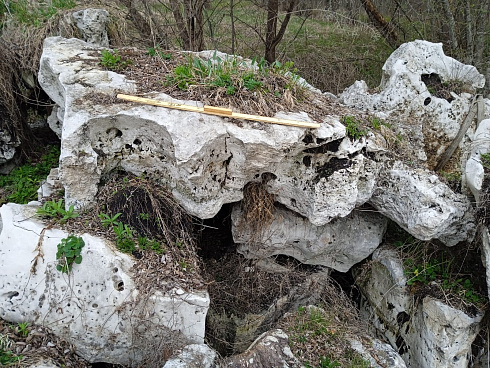 Kamenclub.ru: Выветренный известняк со мхом фр. 100-500 мм.  купить в Махачкале известняк серый белый зеленый валун известняковый крупный 10000 руб/т   фото КАМЕНЬ КЛУБ